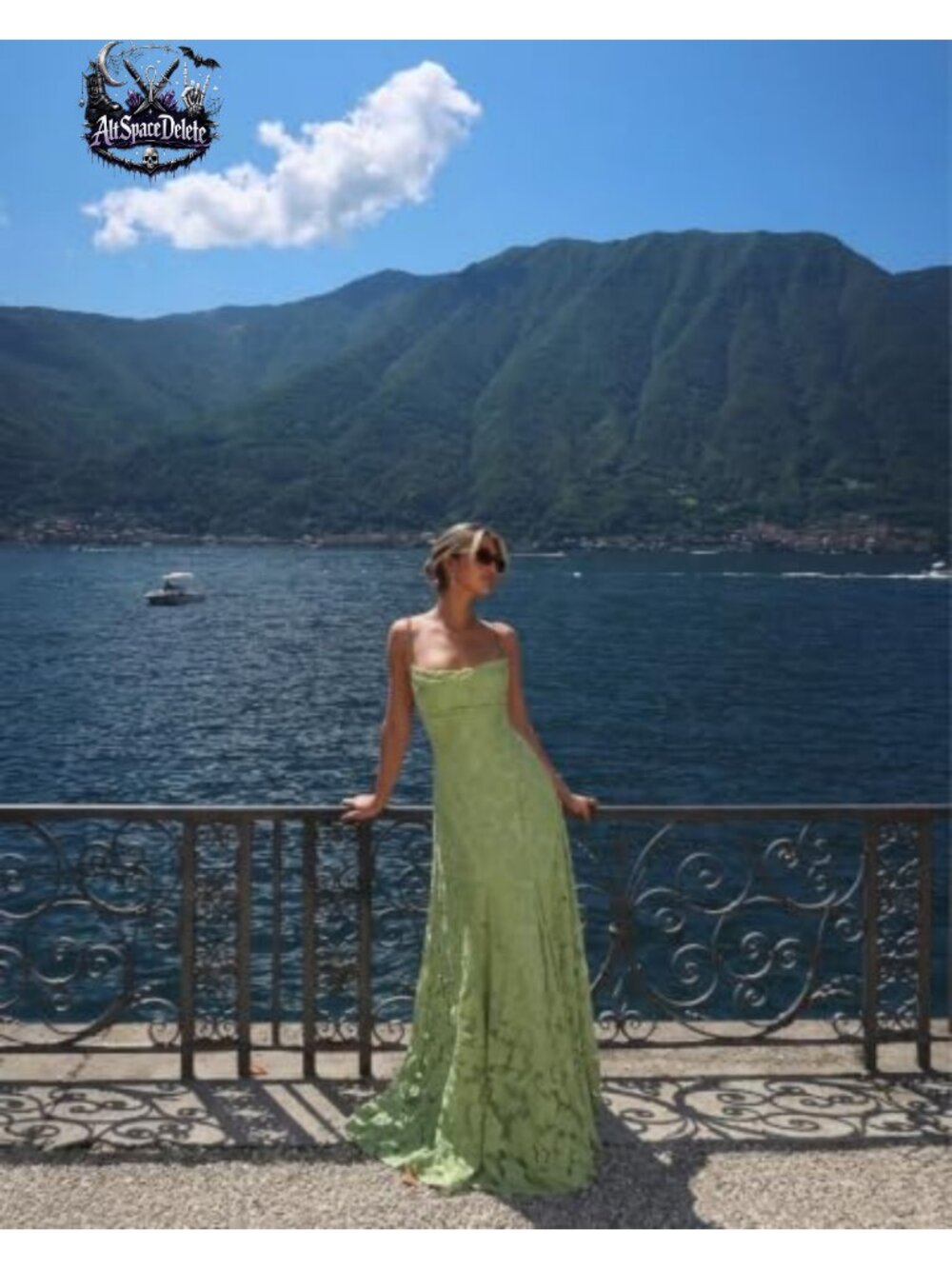 Floral Lace Maxi Bridesmaid Dress A-Line Spaghetti Strap Backless - Picture 5 of 6